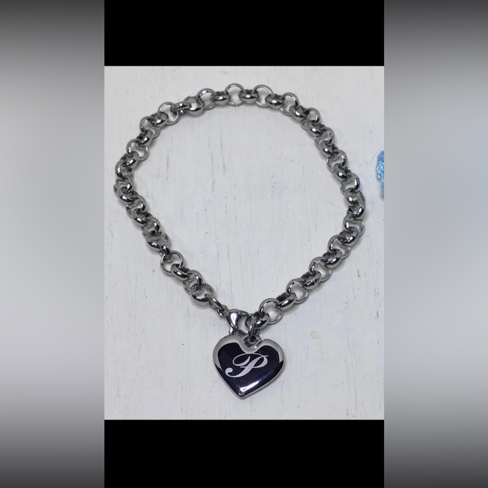 Initial P rolo charm bracelet